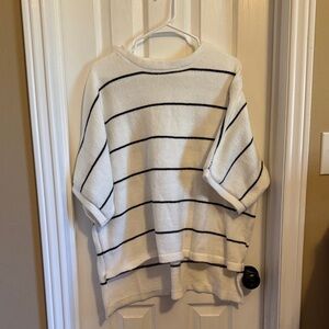 White and Black Striped Sweater